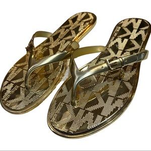 Michael Kors Emory Gold Flip Flops - Size 6.5